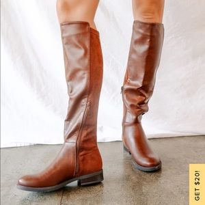 Lulus Chestnut Brown Riding Boots Size Nine